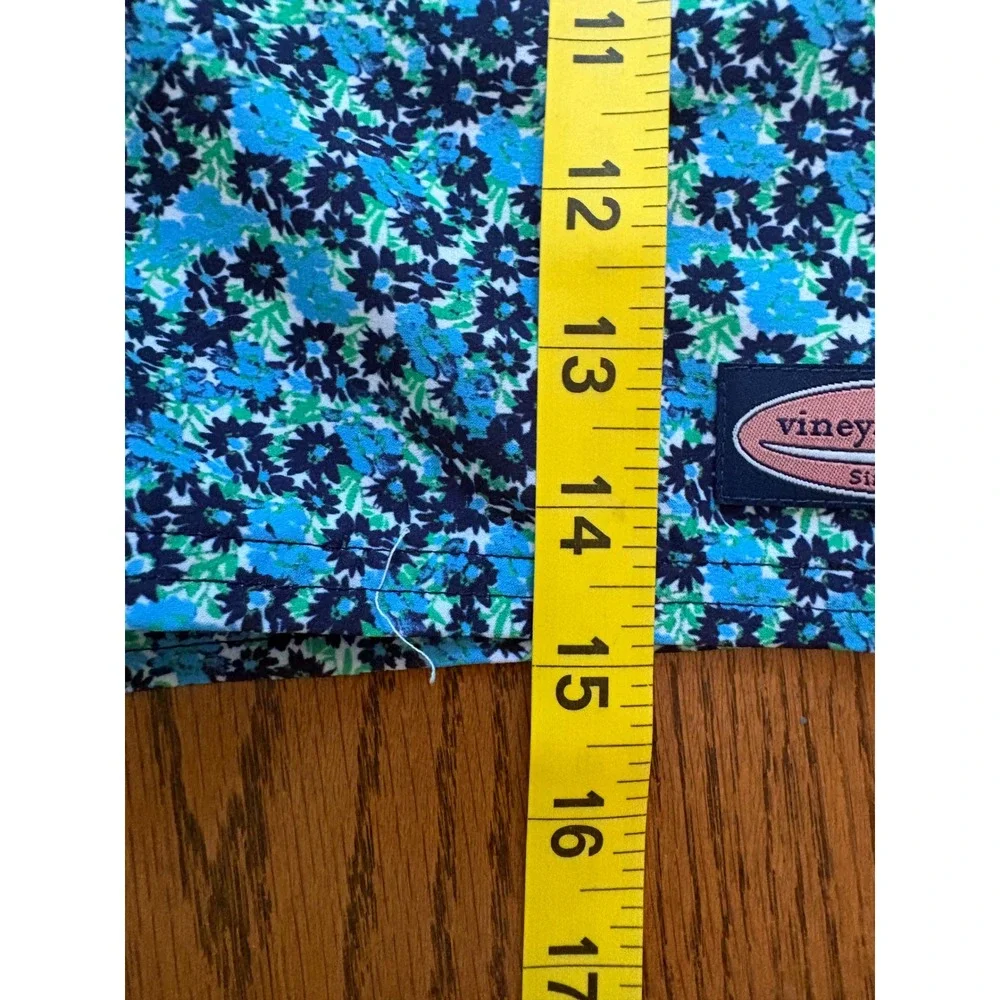 Vineyard‎ Vines Boys Blue Green Floral Swim Trunks Mesh Lined Shorts Kids Size L